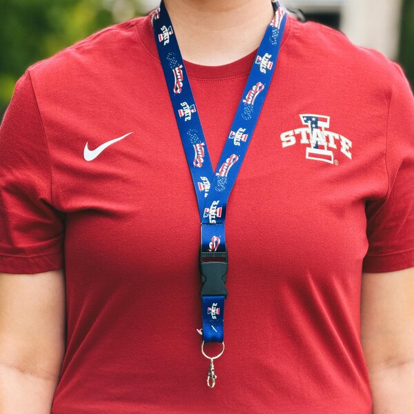 Patriotic Cyclones Script 2-Sided Buckle Lanyard (1")